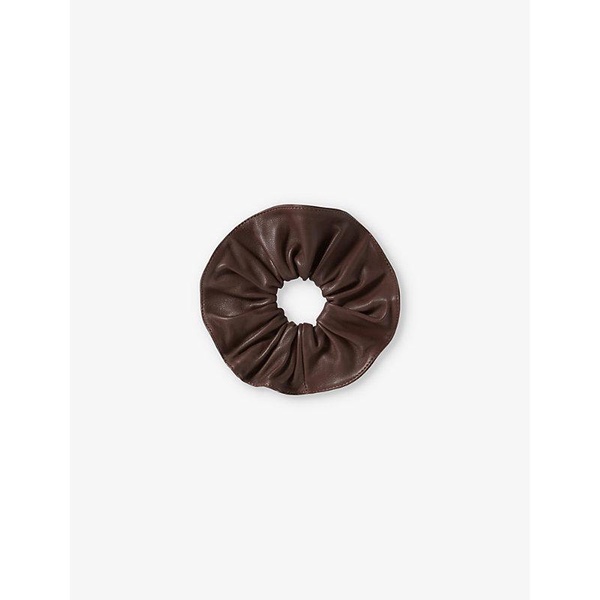 Oversized ruched leather scrunchie