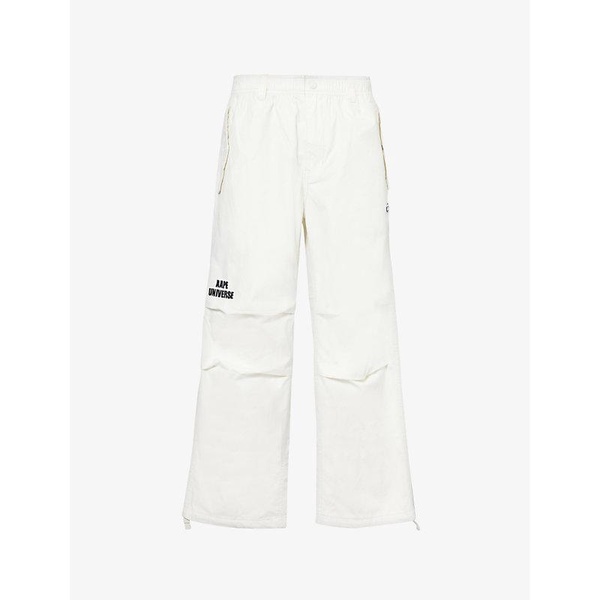 Logo-embroidered wide-leg cotton-blend woven trousers