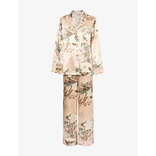 Lila floral-print silk pyjamas