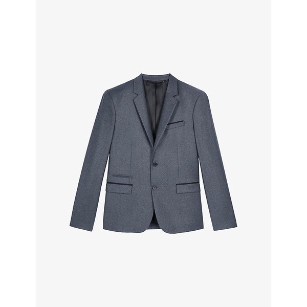 Regular-fit lapel-collar single-breasted wool blazer