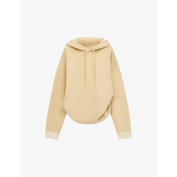 Anagram-embroidered draped cotton-jersey hoody