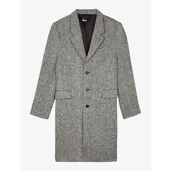 Herringbone-pattern wool-blend jacket