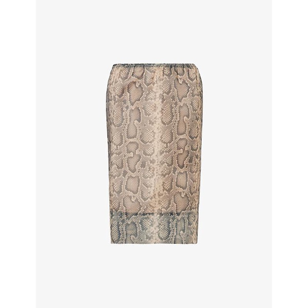 Desio snake-print woven midi skirt