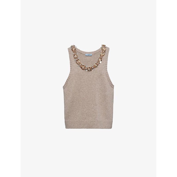 Knit-logo sleeveless wool and cashmere-blend top