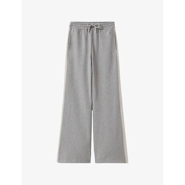 Logo-embroidered side-stripe high-rise cotton trousers