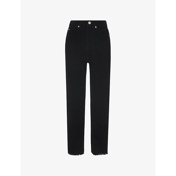 Branded-hardware barrel-leg high-rise corduroy trousers