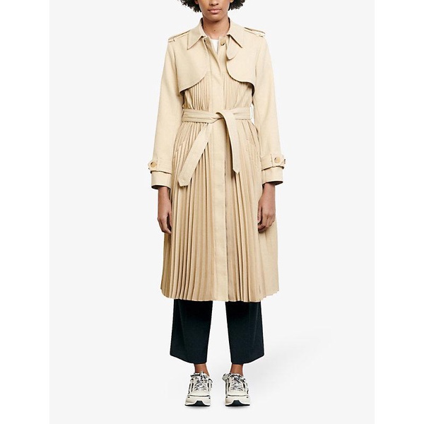 Belted satin-crepe coat