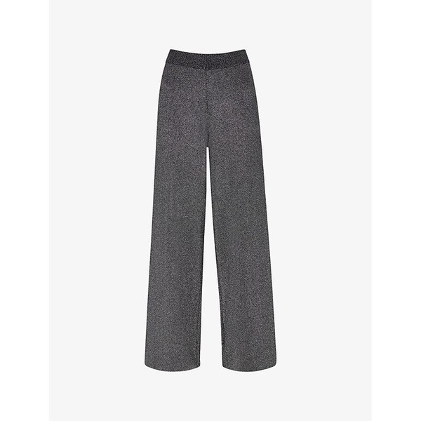 Sparkle-knit metallic-fibre wide-leg trousers