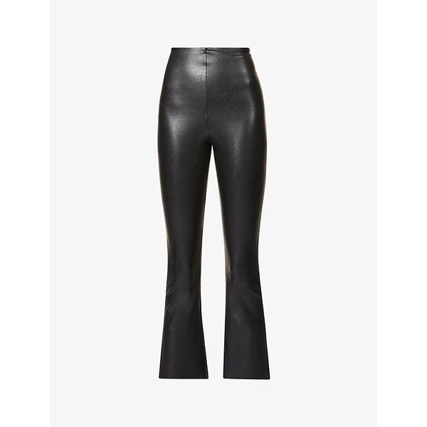 Cropped flared high-rise faux-leather trousers