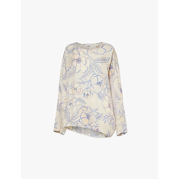 Caias flower-print silk-blend blouse