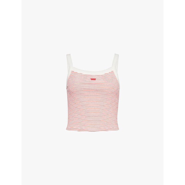 Essential Sporty striped cotton-blend jersey top