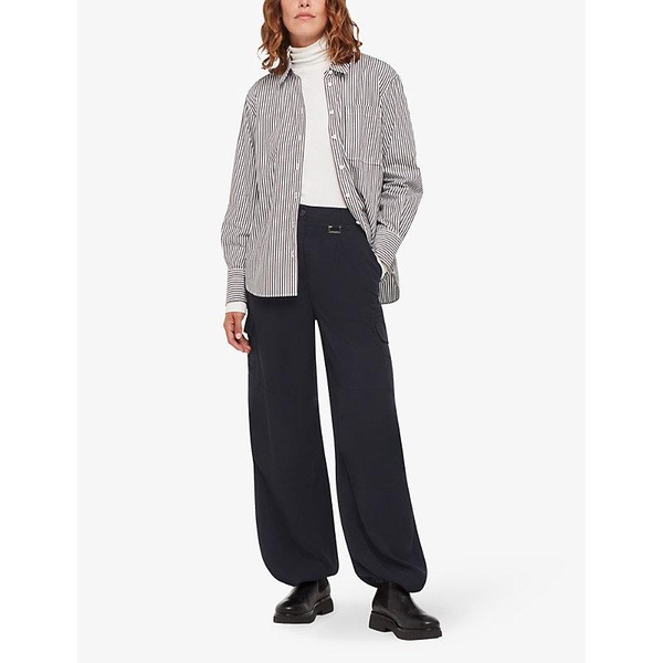 Grace flap-pocket wide-leg high-rise woven trousers