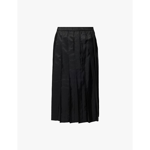 Pleated elasticated-waist woven kilt