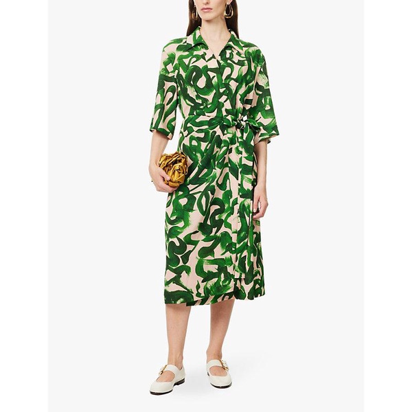 Dakolai abstract-print stretch-woven midi dress