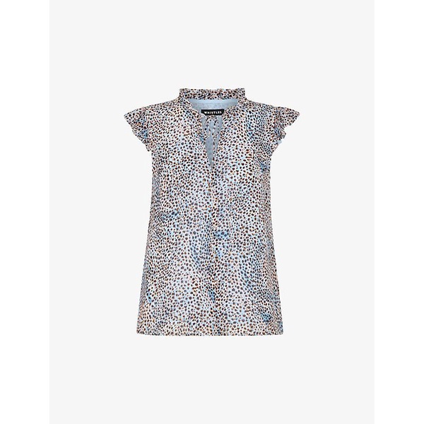 Graphic-print ruffle-trim woven blouse