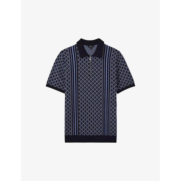 Sanderson diamond-pattern stretch-knit polo shirt