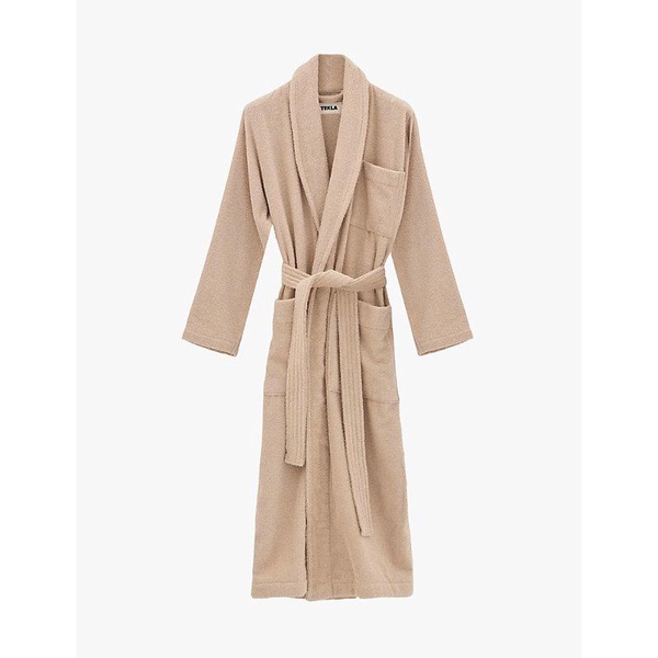 Shawl-collar removable-belt organic-cotton robe