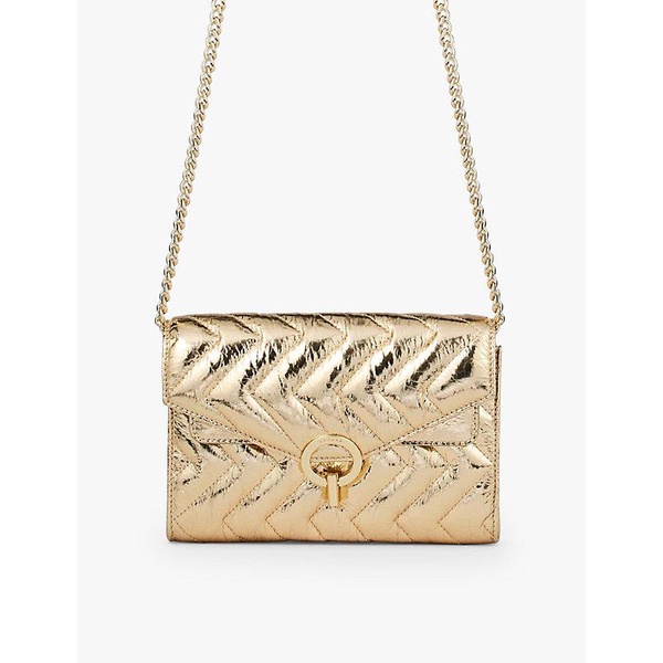 Crackled metallic-leather cross-body bag