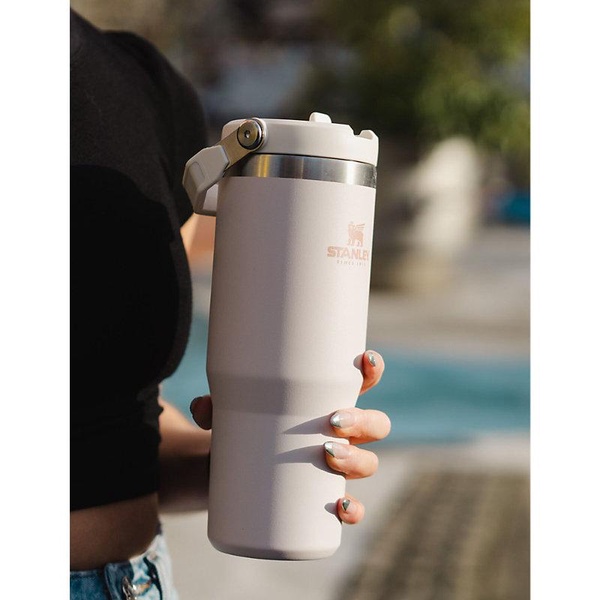 Iceflow™ flip-straw recycled stainless-steel bottle 890ml