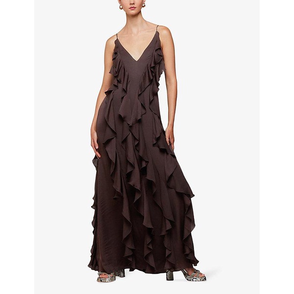 Ruffled plunging V-neck recycled-viscose maxi dress