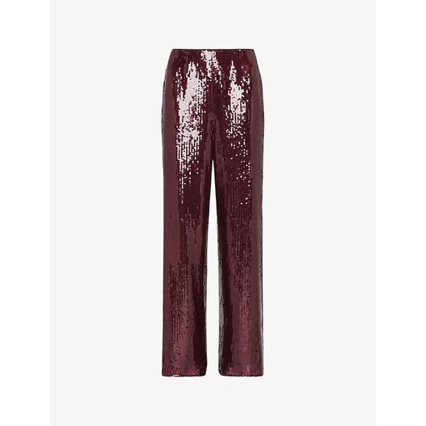 Sandra sequin-embellished wide-leg high-rise stretch-recycled polyester trousers