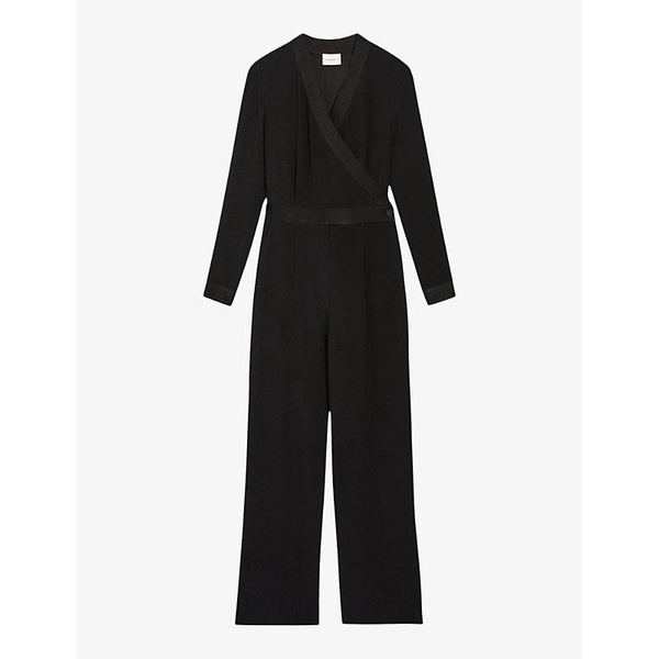 Wrap-over double-breasted woven trouser suit