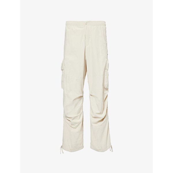 Patch-pocket straight-leg relaxed-fit shell cargo trousers