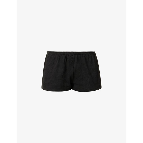 Pointelle knitted organic-cotton shorts