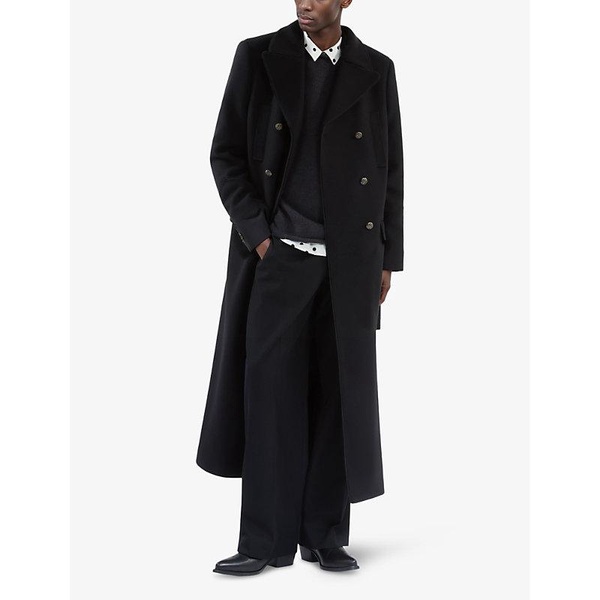 Double-breasted longline wool-blend coat