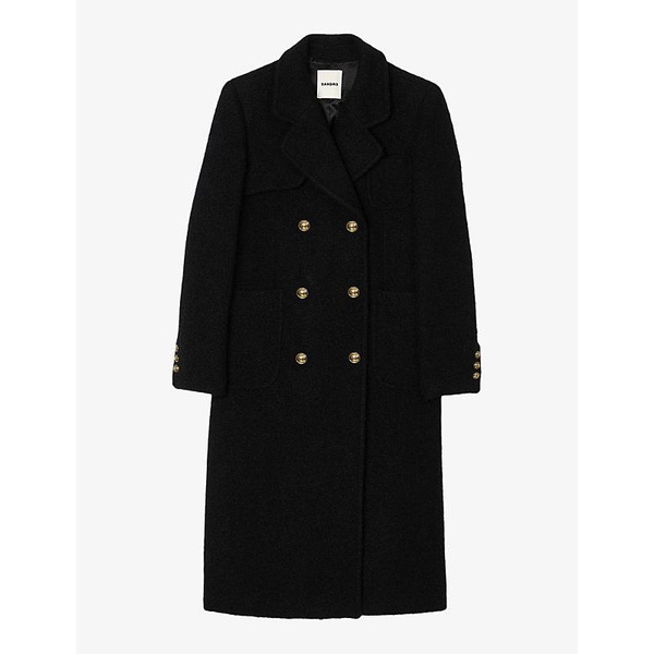 Lapel-collar double-breasted cotton and wool-blend coat