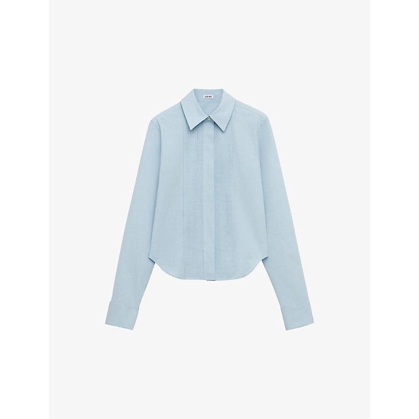 Cotton Pleated Long-Sleeve Shirt 