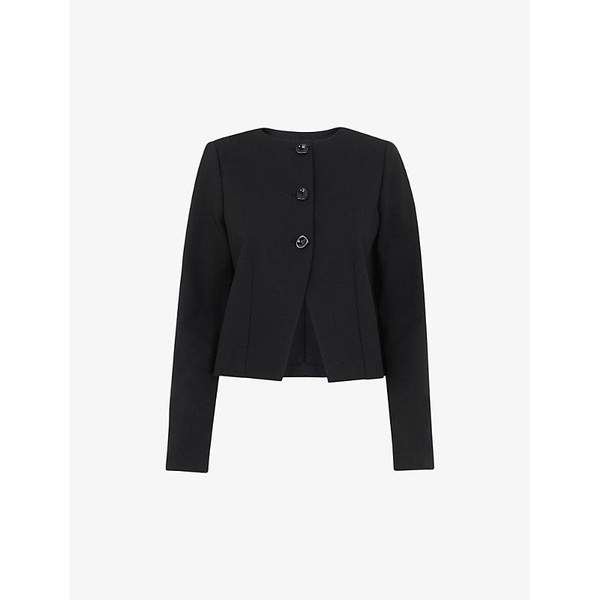 Anne padded-shoulder button-down stretch-woven jacket