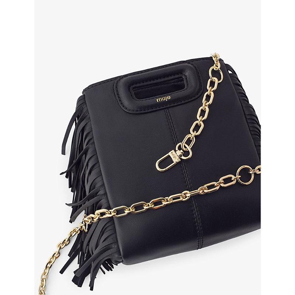 M mini logo-embossed fringed-trim leather cross-body bag