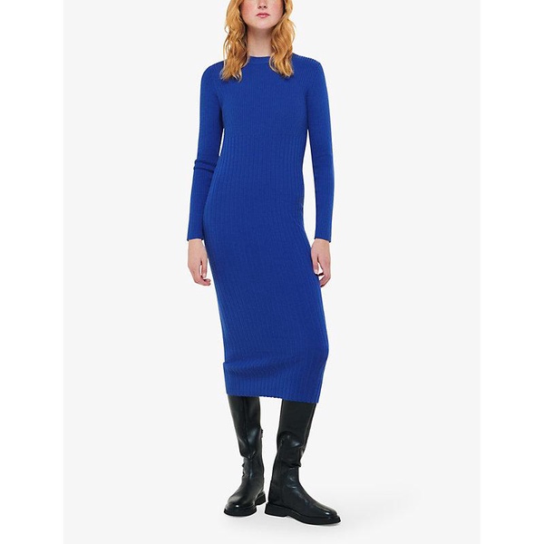 Round-neck ribbed knitted midi dress