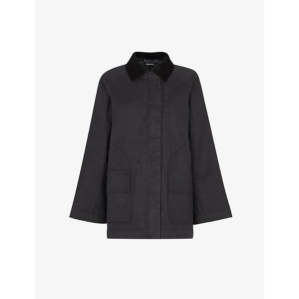 Fern pathc-pocket wax-cotton jacket