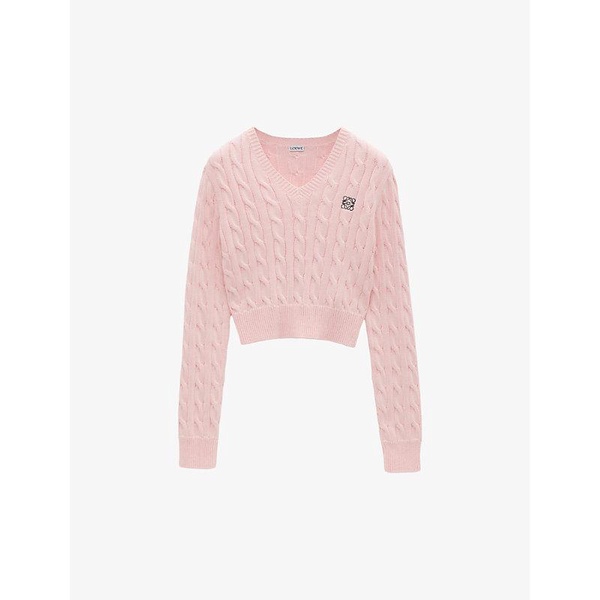 Branded V-neck cotton-knitted jumper