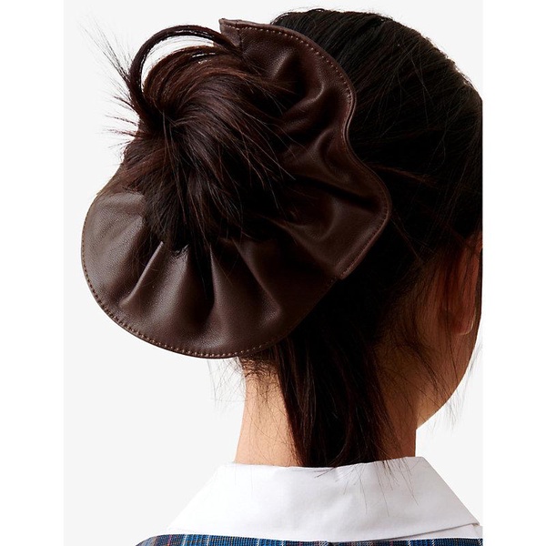 Oversized ruched leather scrunchie