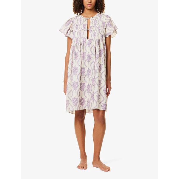 Alpen Flora pleated organic-cotton nightdress