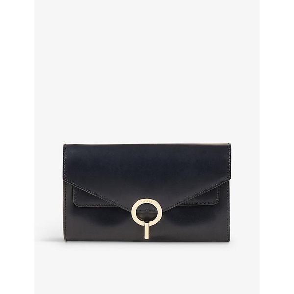 Logo-embossed grained-leather clutch bag