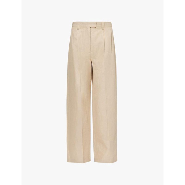 Newman wide-leg high-rise cotton and linen-blend trousers