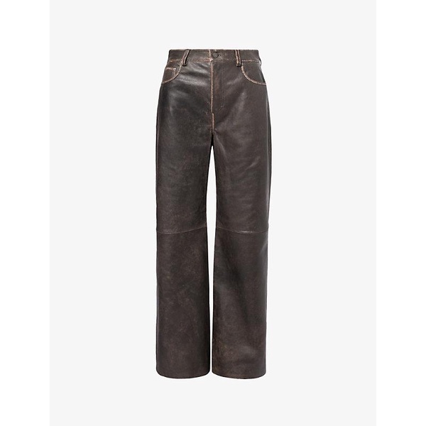 Veda mid-rise wide-leg leather trousers