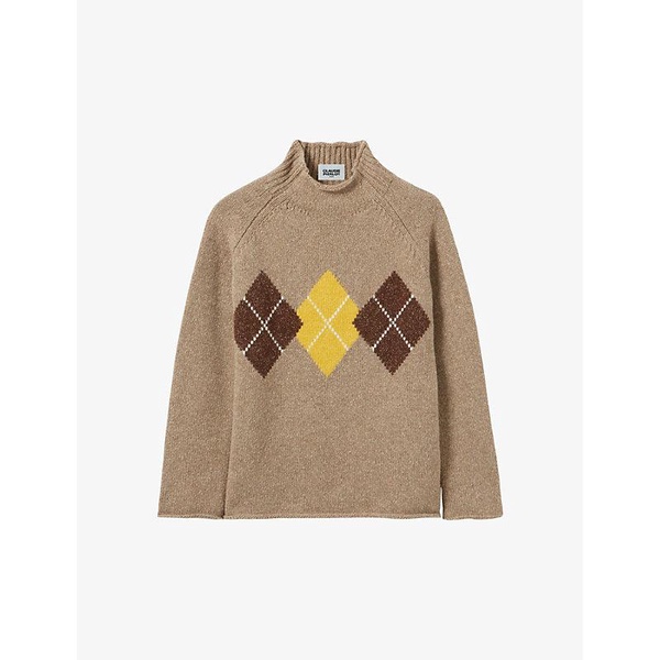 Geometric-motif relaxed-fit wool and silk-blend jumper