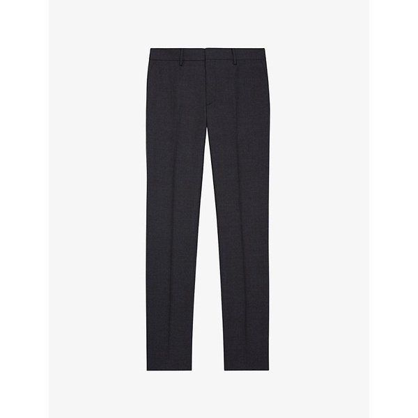 Slim-fit mid-rise wool suit trousers