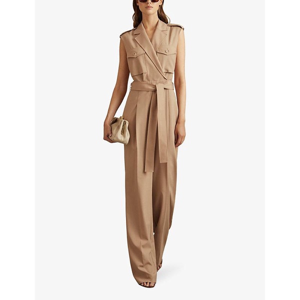 Luisa patch-pocket double-breasted stretch-wool jumpsuit