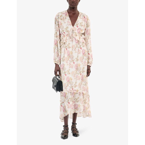 Ruffle-trim floral-print silk maxi dress