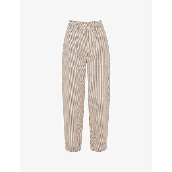 Tessa stripe-pattern mid-rise straight-leg cotton-blend trousers