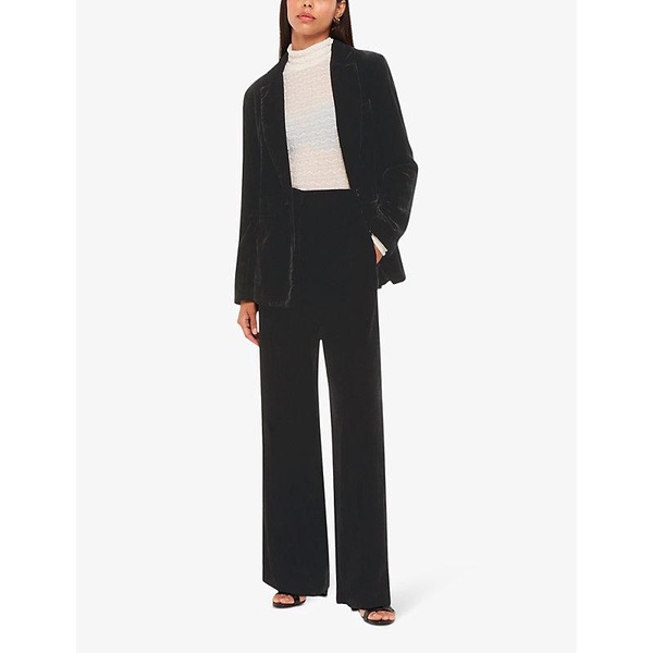 Wide-leg mid-rise velvet trousers