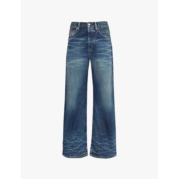 Broadway whiskering wide-leg mid-rise denim jeans