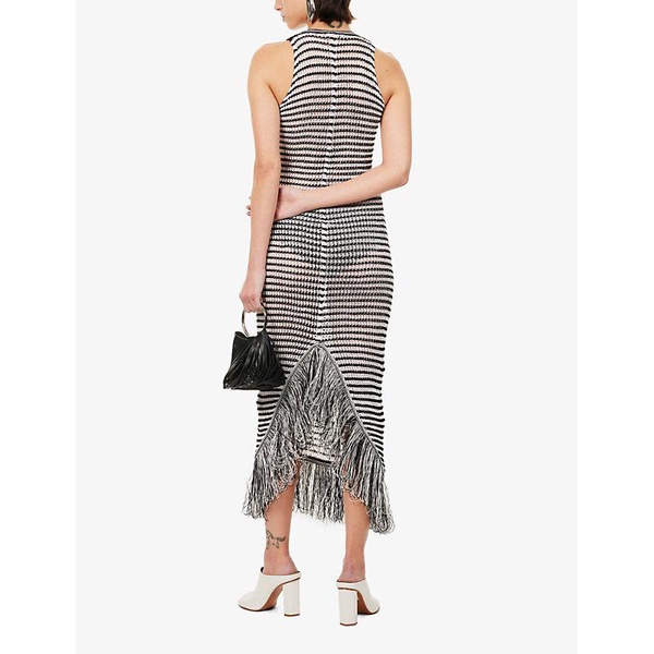 Asymmetric-hem slim-fit knitted maxi dress