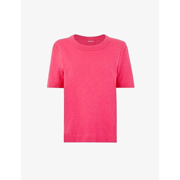 Double neckline-trim relaxed-silhouette cotton-jersey T-shirt